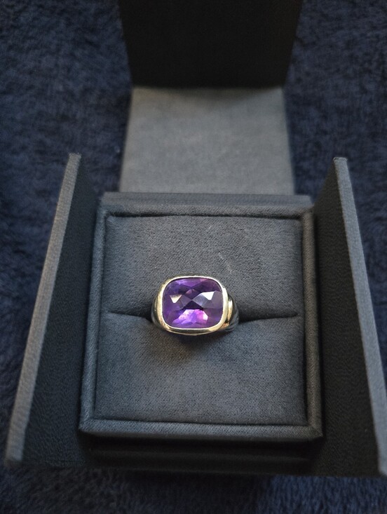 David Yurman Jewelry - David Yurman Amethyst Sterling Silver 925 & 14K Yellow Gold Ring
